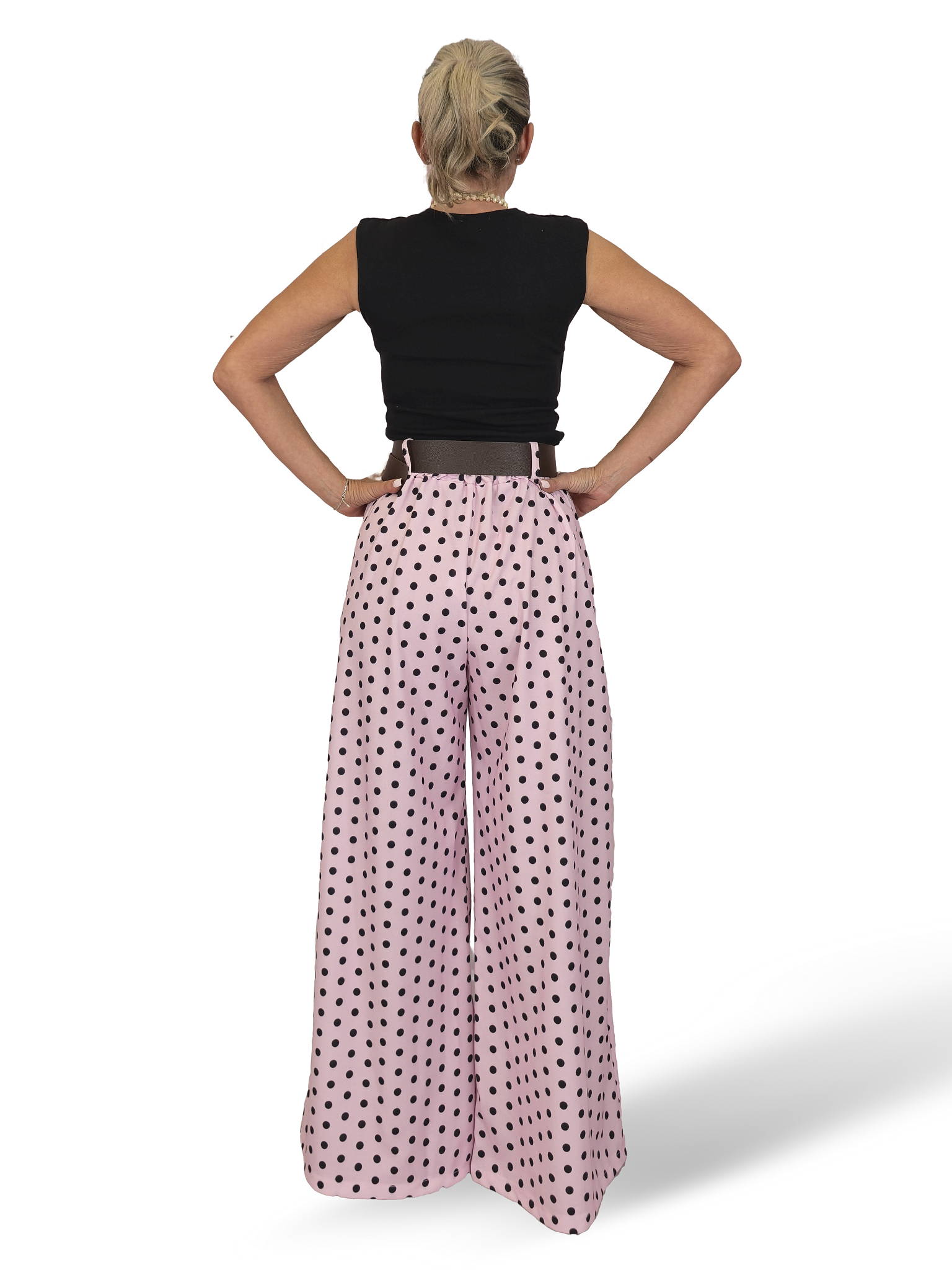 Palazzo-Hose mit Polka-Dots und Falten