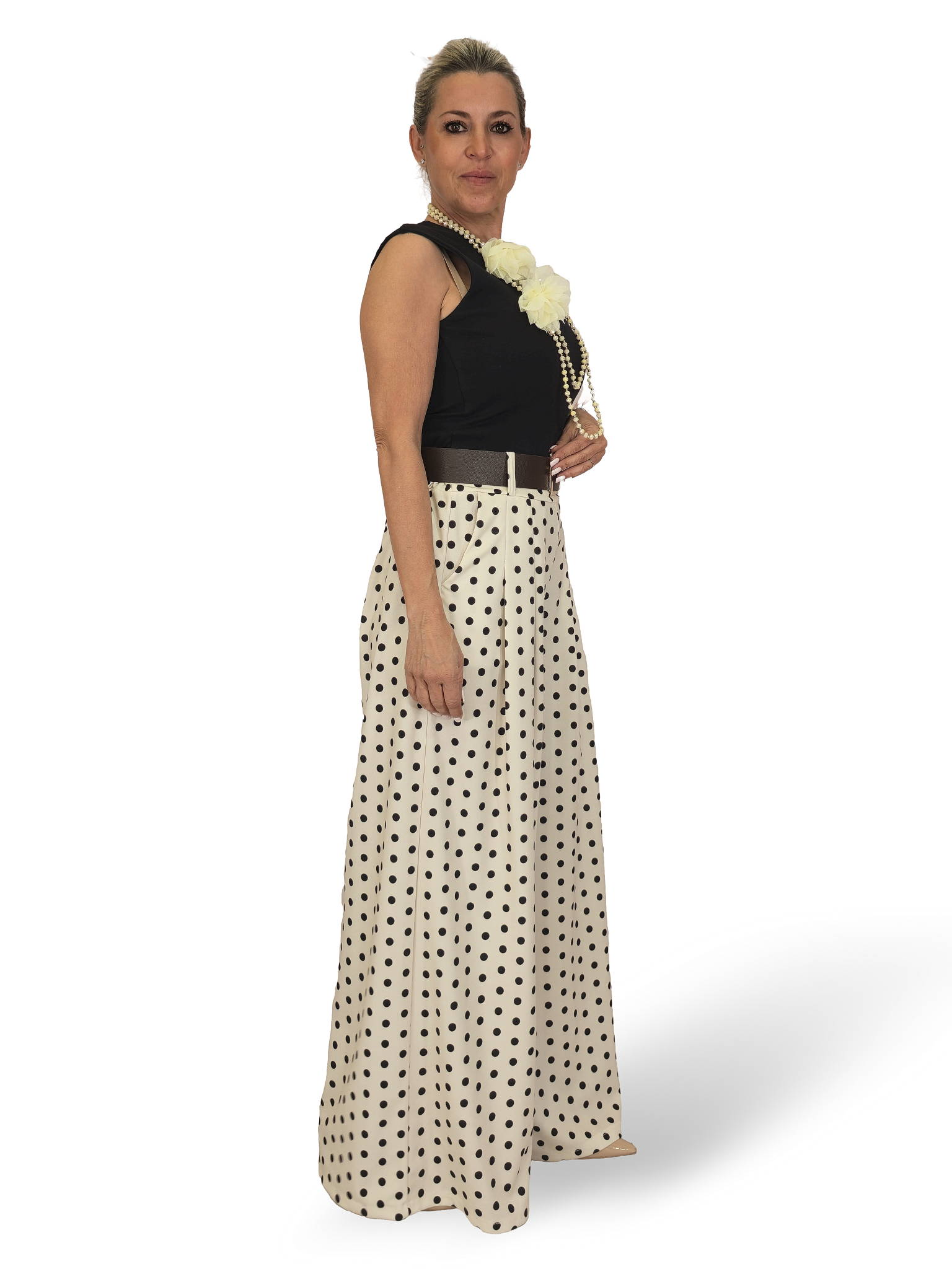Palazzo-Hose mit Polka-Dots und Falten