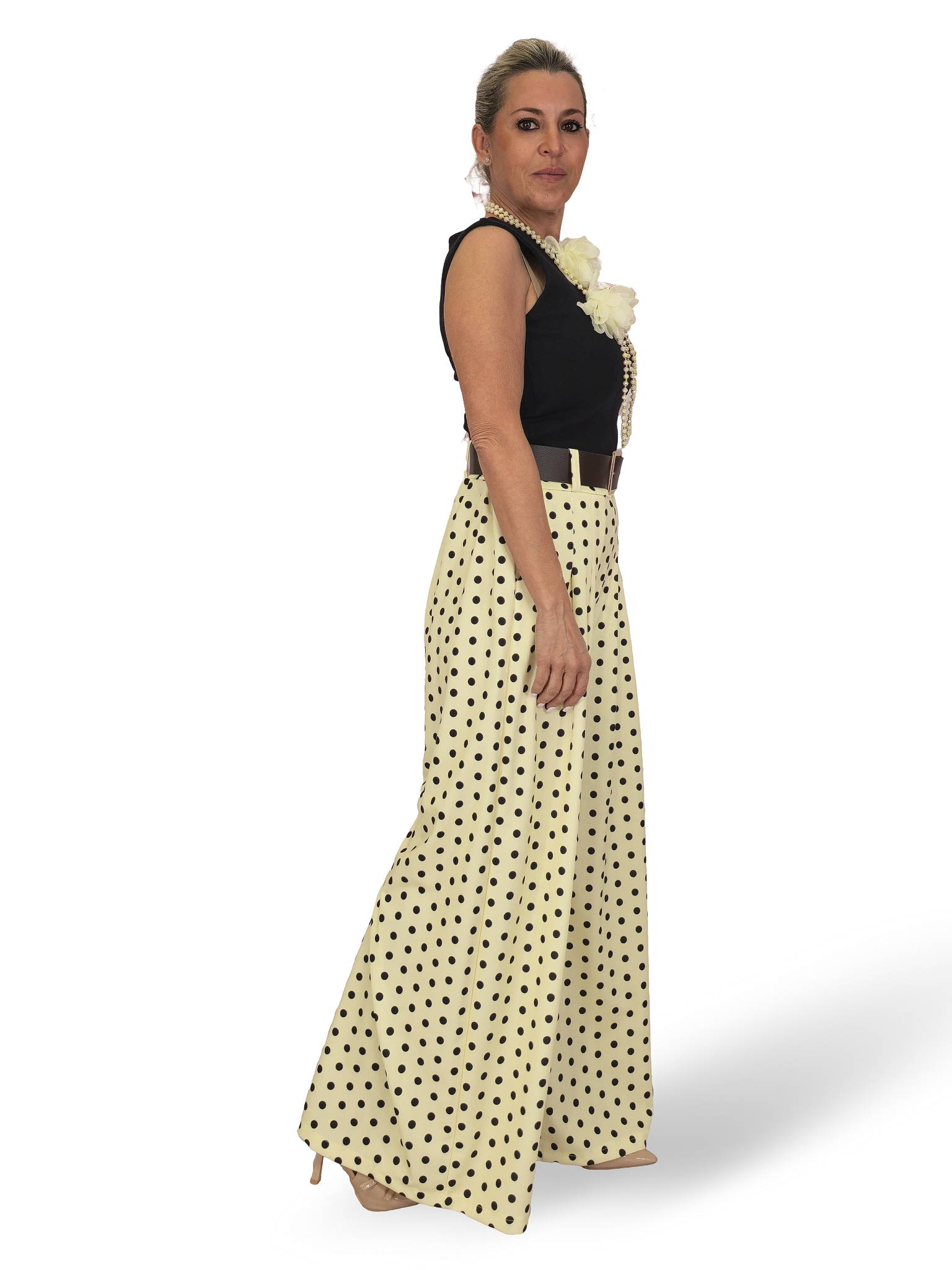 Palazzo-Hose mit Polka-Dots und Falten