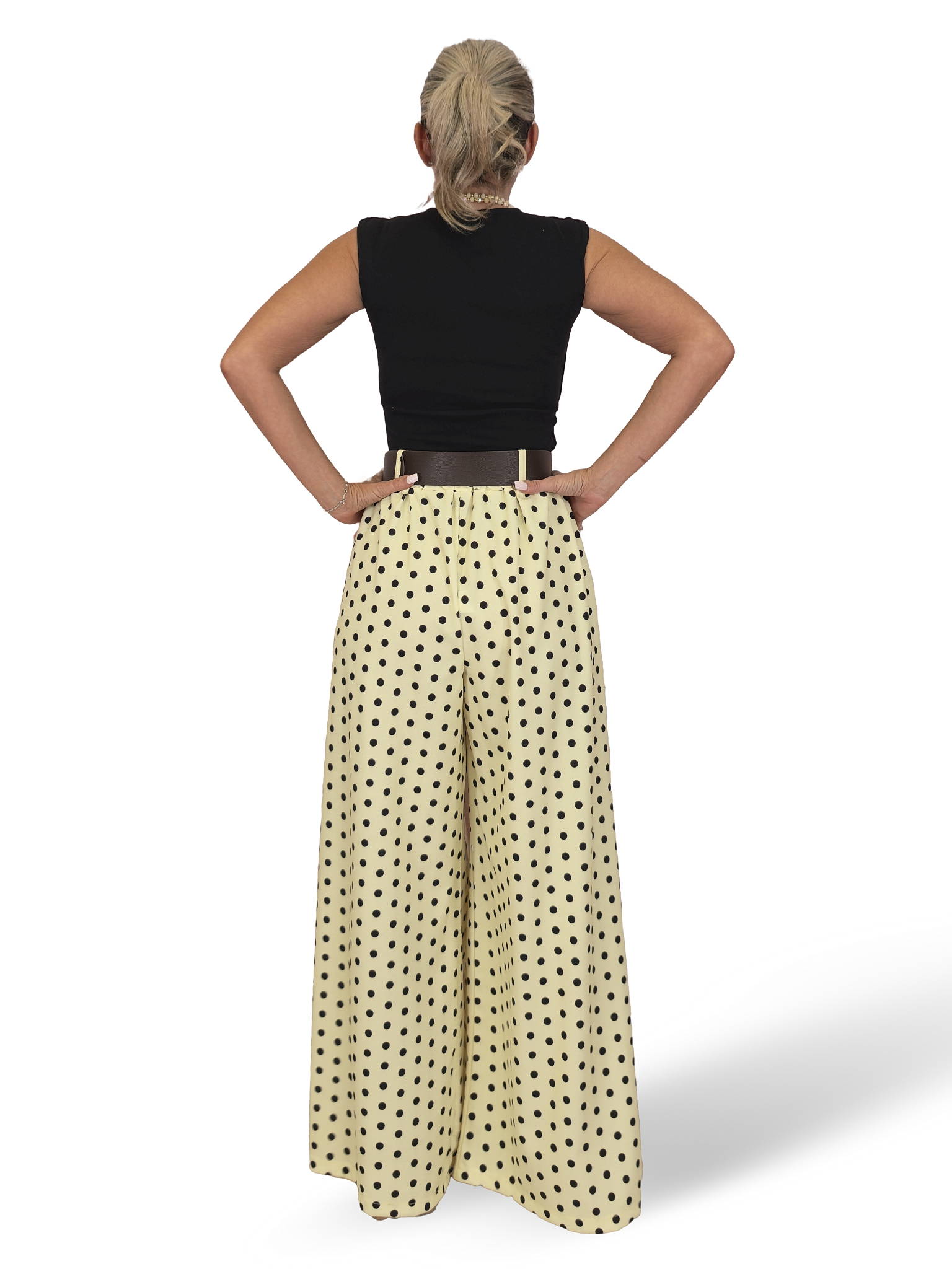 Palazzo-Hose mit Polka-Dots und Falten