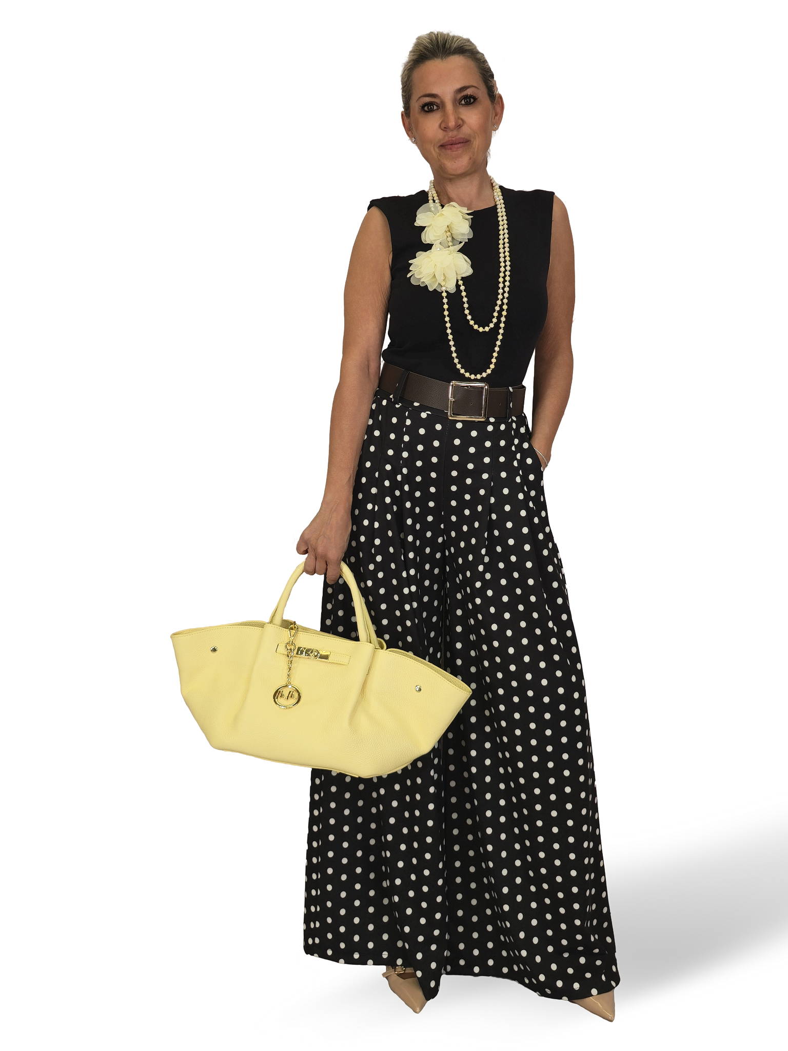 Palazzo-Hose mit Polka-Dots und Falten
