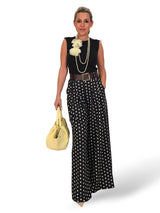 Palazzo-Hose mit Polka-Dots und Falten