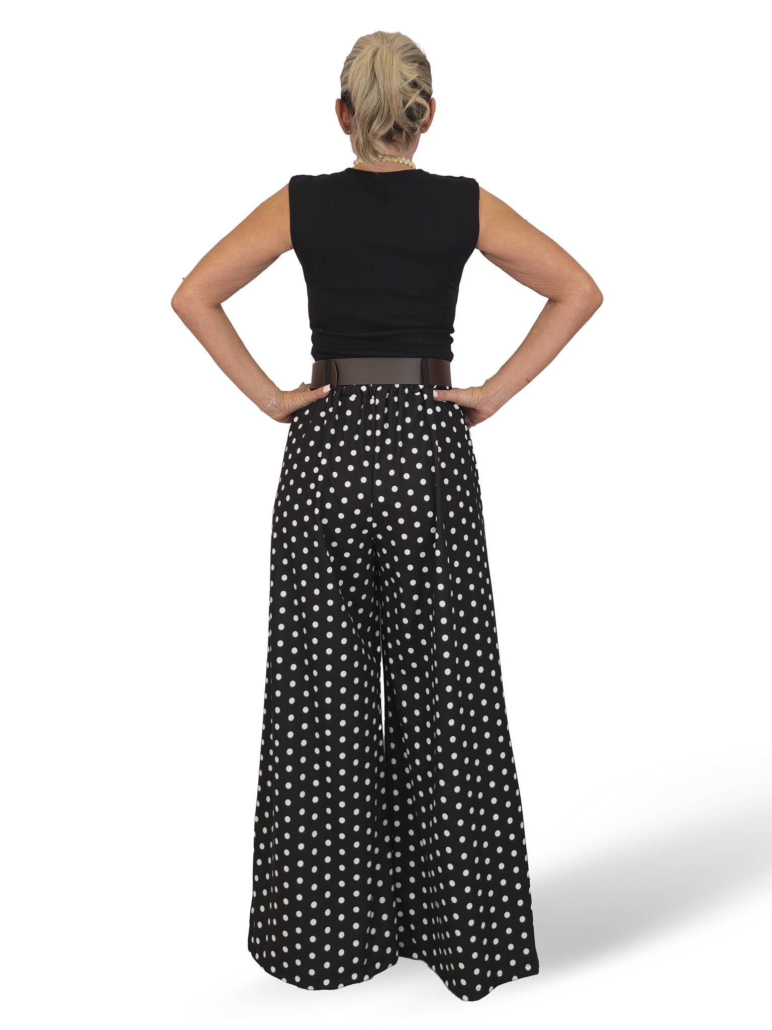 Palazzo-Hose mit Polka-Dots und Falten