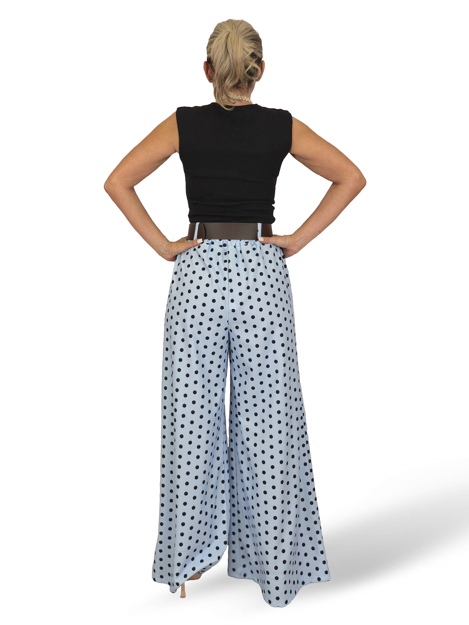 Palazzo-Hose mit Polka-Dots und Falten