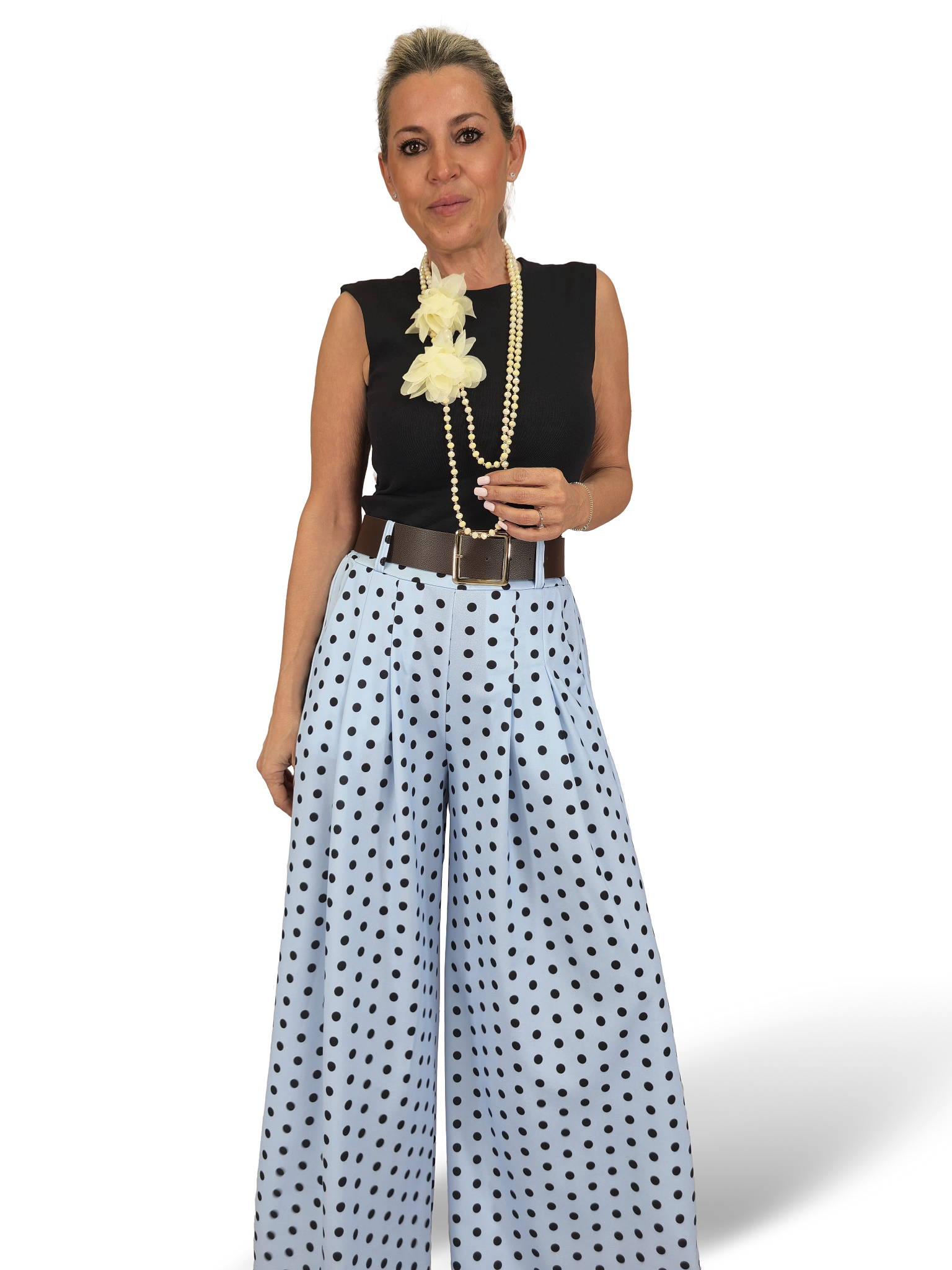 Palazzo-Hose mit Polka-Dots und Falten