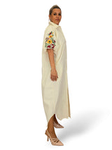 VESTIDO CAMISERO RAYAS MANGAS BORDADAS JOT