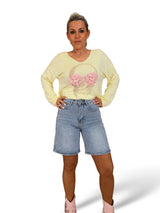 Pantaloncini bermuda in denim con strass