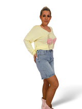 Pantaloncini bermuda in denim con strass