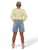 Pantaloncini bermuda in denim con strass