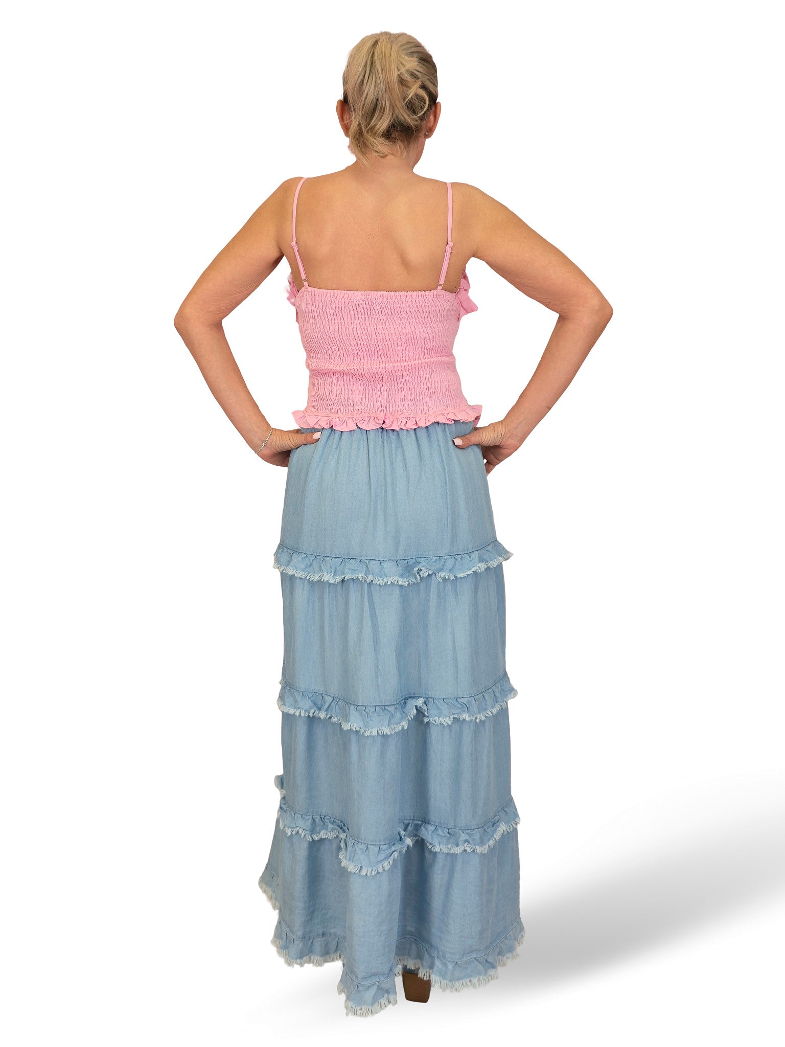 FALDA TENCEL DESFLECADA