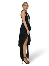 VESTIDO CUERPO FALDA DRAPEADO GASA JOT