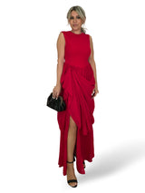 VESTIDO CUERPO FALDA DRAPEADO GASA JOT