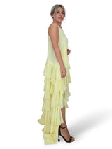 VESTIDO LARGO ASIMETRICO VOLANTES JOT