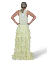 VESTIDO LARGO ASIMETRICO VOLANTES JOT