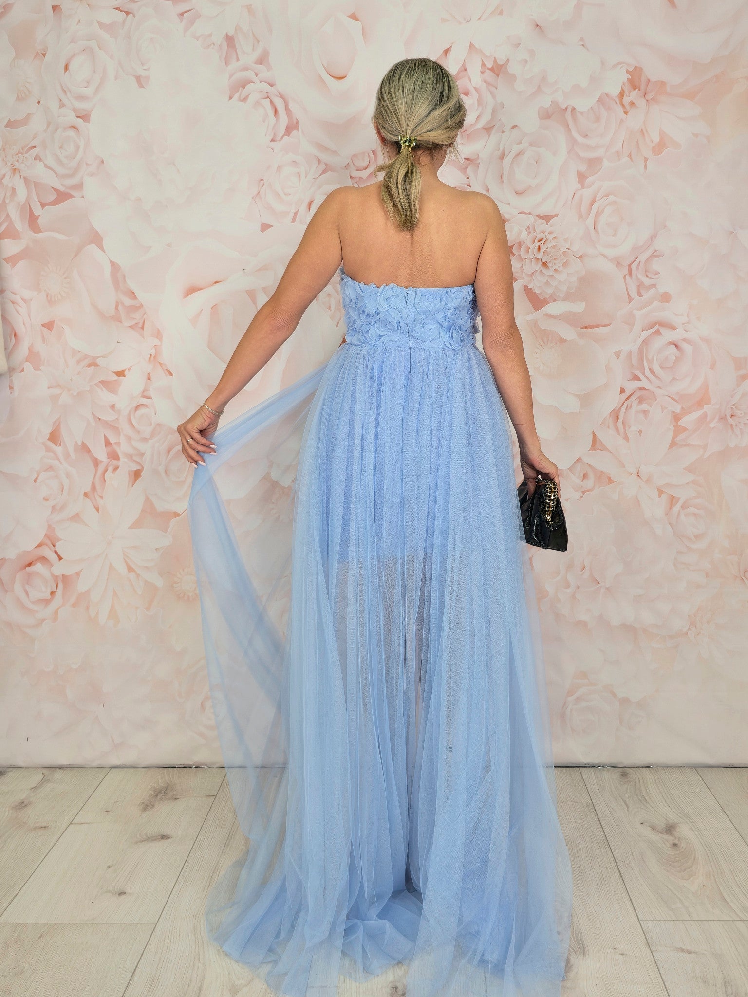 VESTIDO FLORES CORTO PALABRA DE HONOR SOBREFALDA TUL JOT