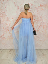 VESTIDO FLORES CORTO PALABRA DE HONOR SOBREFALDA TUL JOT