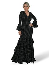 VESTIDO FLAMENCA NEGRO LUNAR BLANCO