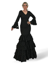 VESTIDO FLAMENCA NEGRO LUNAR BLANCO