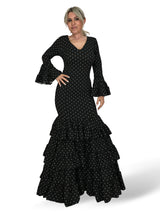 VESTIDO FLAMENCA NEGRO LUNAR BLANCO