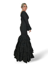 VESTIDO FLAMENCA NEGRO LUNAR BLANCO