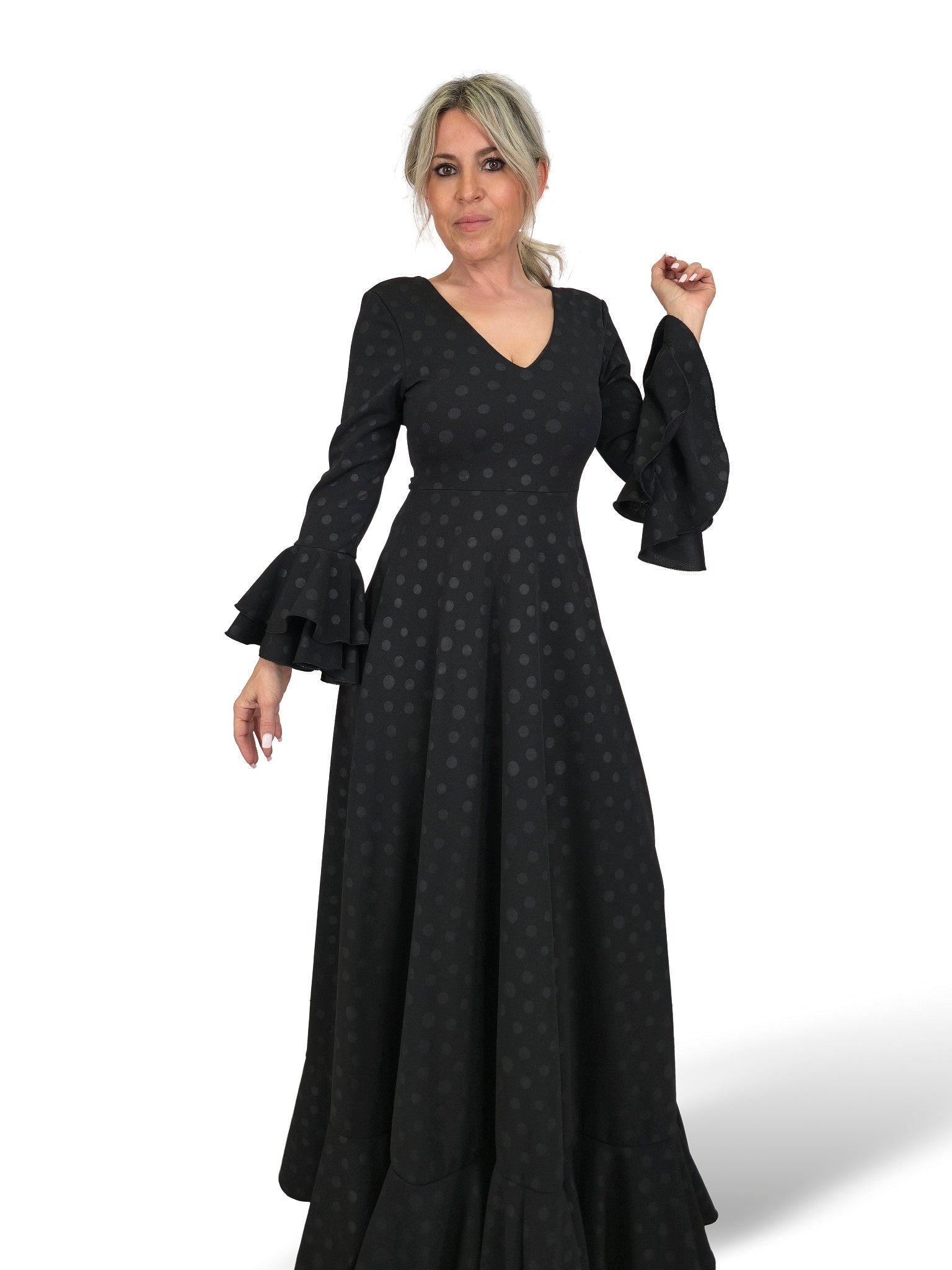 BATA FLAMENCA NEGRO LUNARES