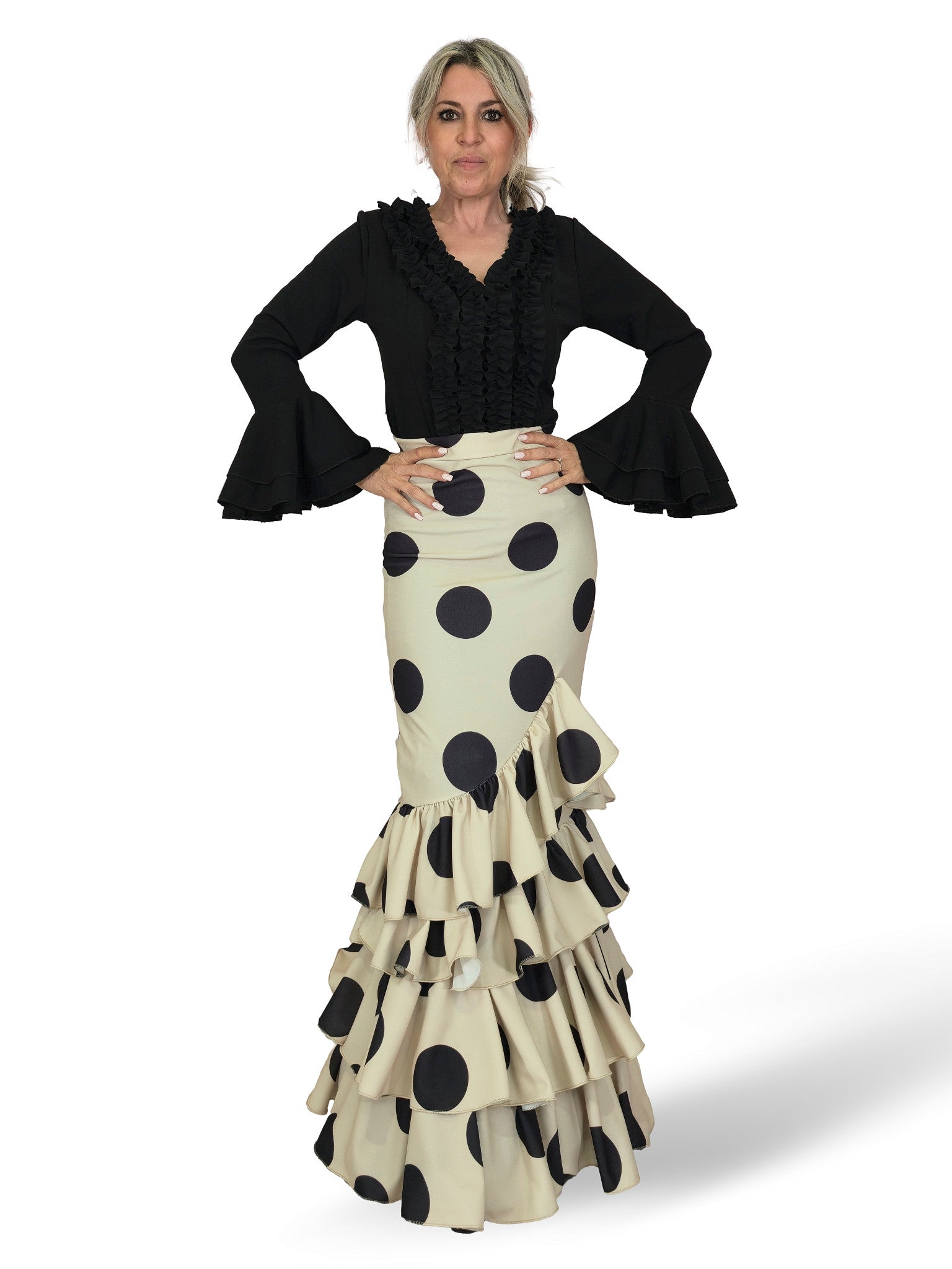 CAMISETA FLAMENCO VOLANTES FRUNCIDO