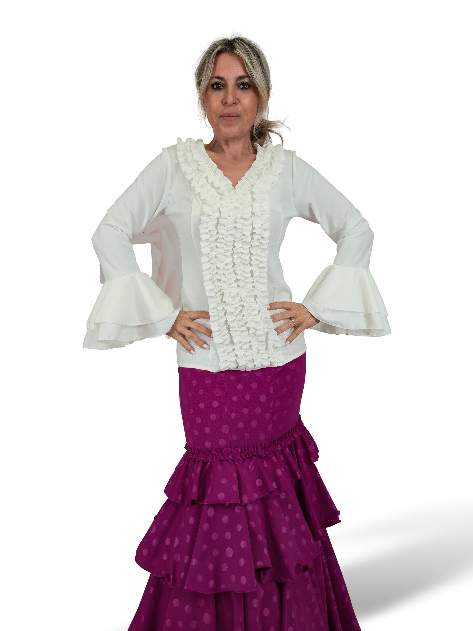 CAMISETA FLAMENCO VOLANTES FRUNCIDO