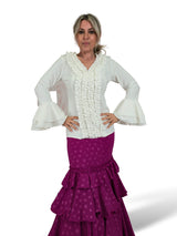 T-SHIRT FLAMENCO COM BABADOS E FRANZIDOS