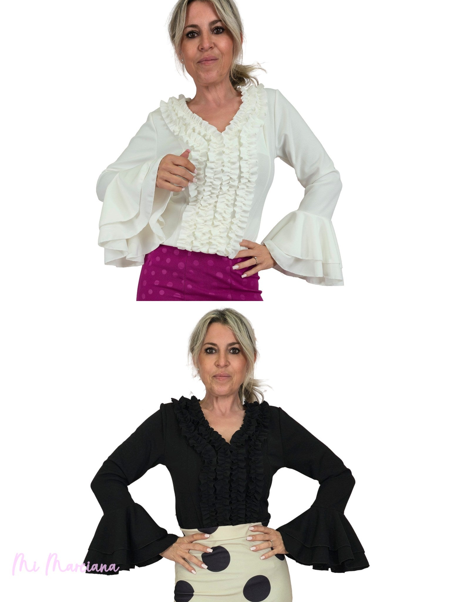 T-SHIRT FLAMENCO COM BABADOS E FRANZIDOS