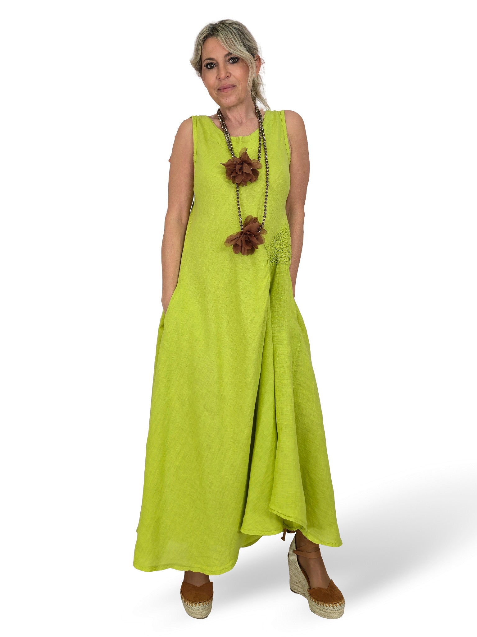 VESTIDO LINO DRAPEADO LATERAL JOT