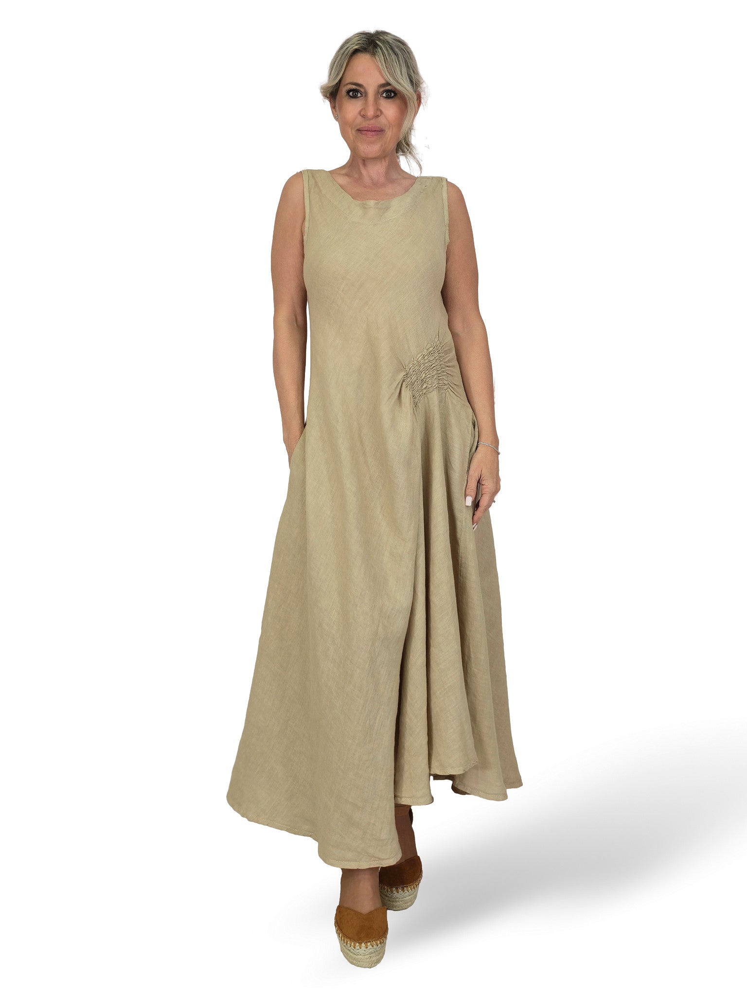 VESTIDO LINO DRAPEADO LATERAL JOT