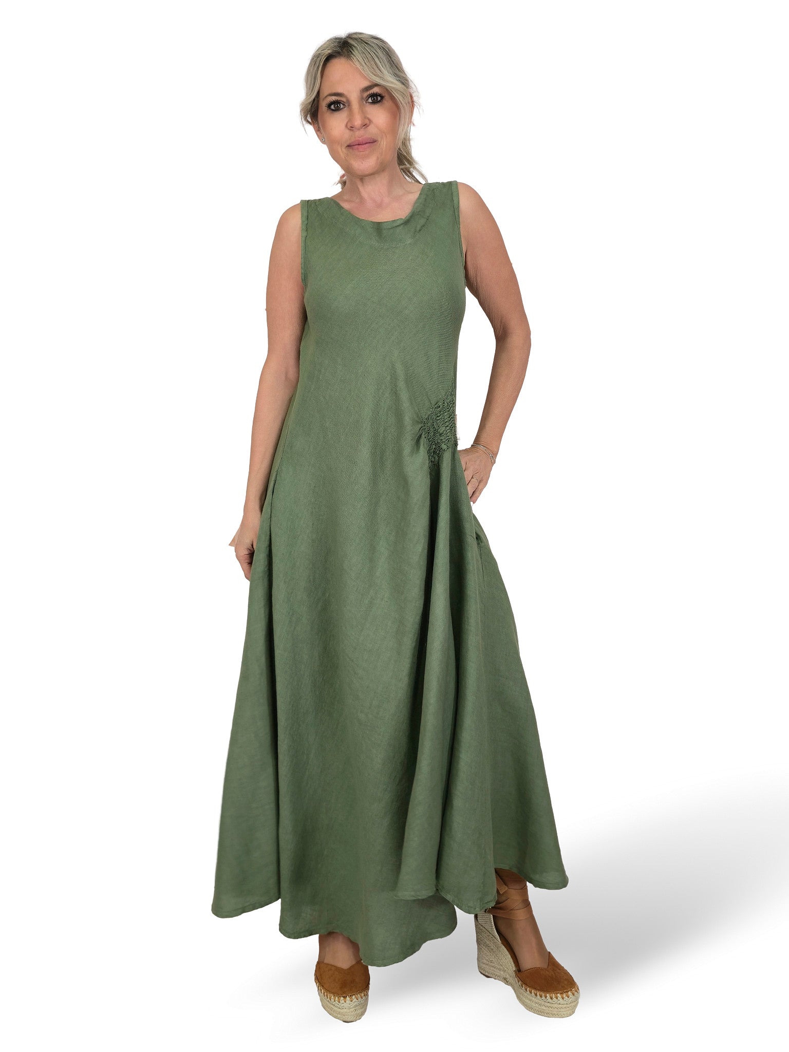 VESTIDO LINO DRAPEADO LATERAL JOT
