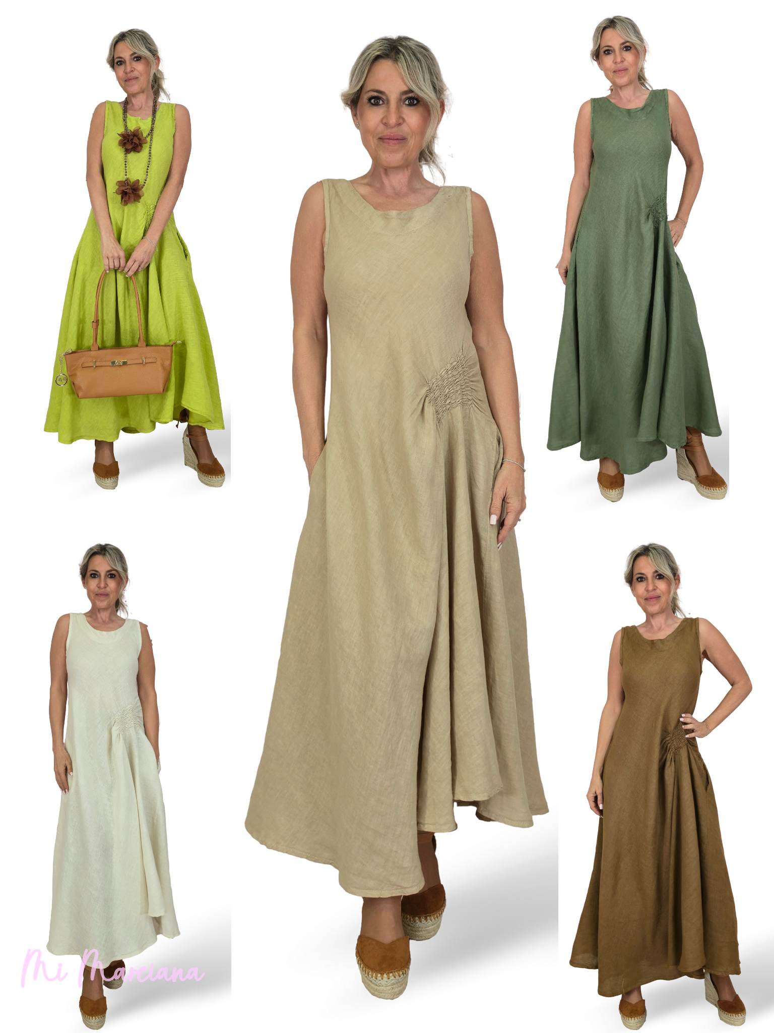 VESTIDO LINO DRAPEADO LATERAL JOT