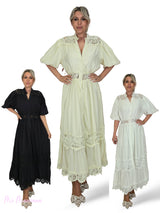 VESTIDO CAMISERO ENCAJE MANGA GLOBO TENCEL JOT