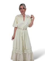 VESTIDO CAMISERO ENCAJE MANGA GLOBO TENCEL JOT