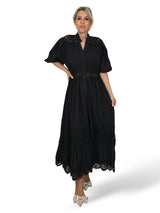 VESTIDO CAMISERO ENCAJE MANGA GLOBO TENCEL JOT