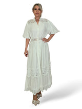 VESTIDO CAMISERO ENCAJE MANGA GLOBO TENCEL JOT