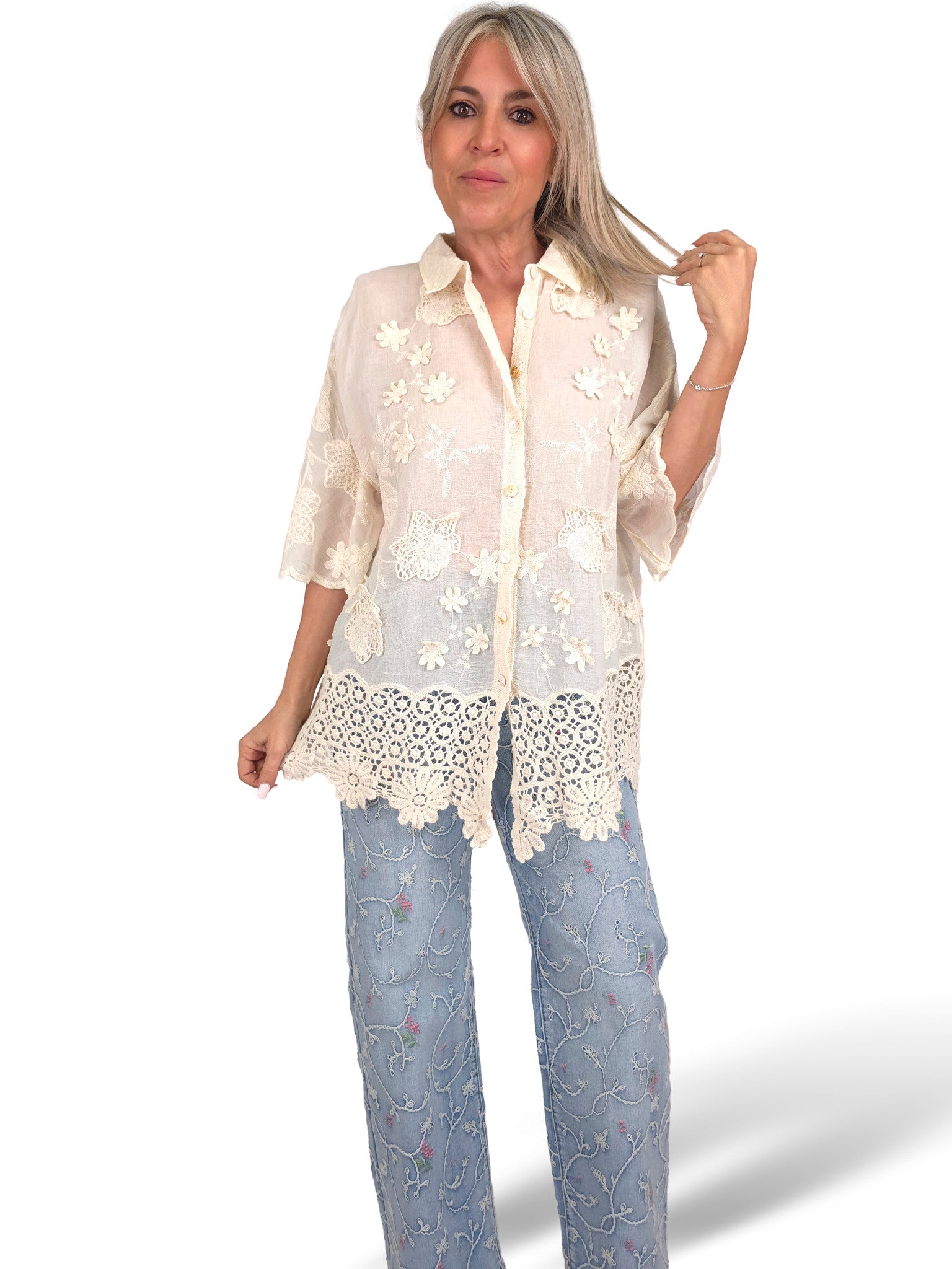 CAMISA GASA BOAL CROCHET  JOT
