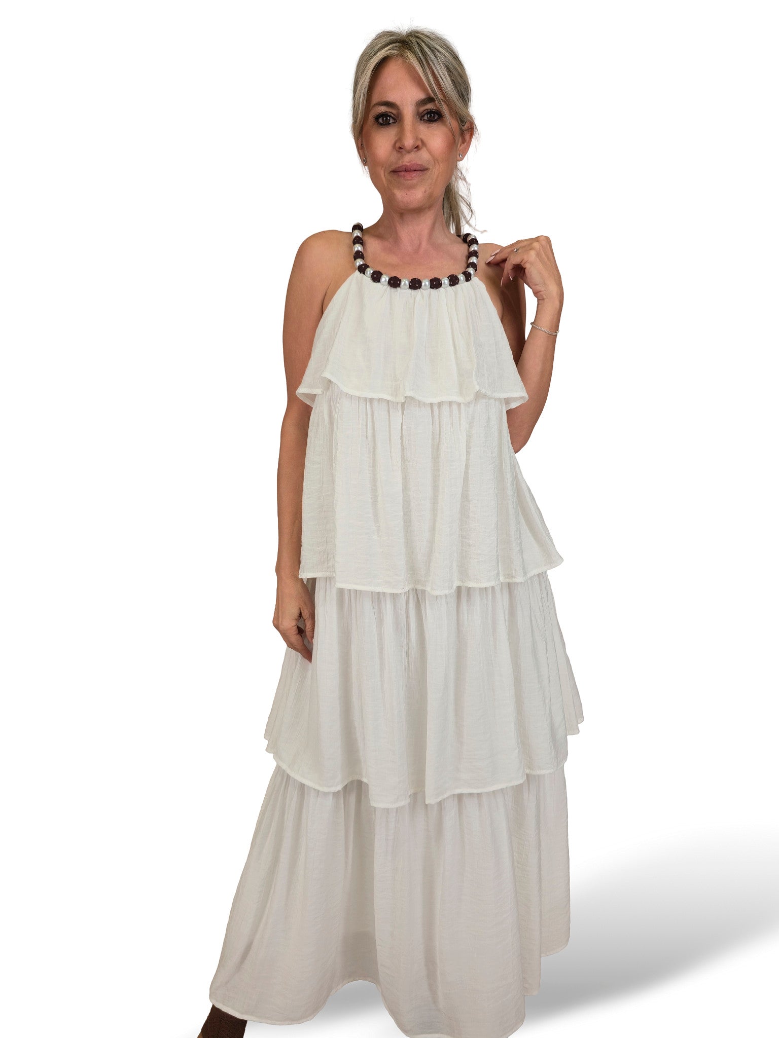 VESTIDO LARGO VOLANTES COLLAR JOT