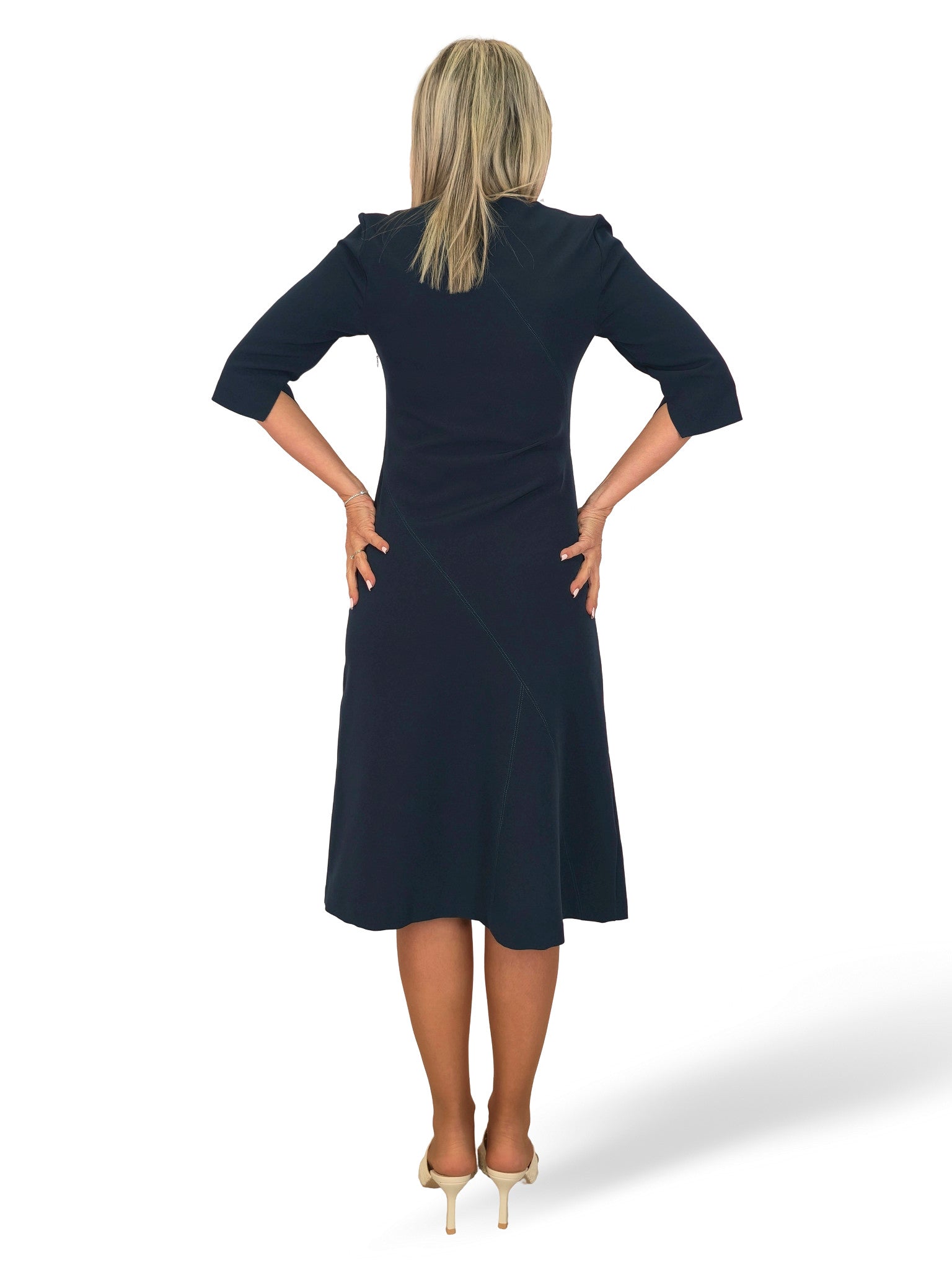 VESTIDO CORTES MANGA FRANCESA MIDI JOT
