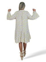 VESTIDO BAMBULA CORTO VOLANTES ANIMAL PRINT FLUOR