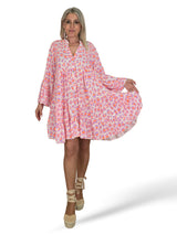 VESTIDO BAMBULA CORTO VOLANTES ANIMAL PRINT FLUOR