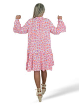 VESTIDO BAMBULA CORTO VOLANTES ANIMAL PRINT FLUOR