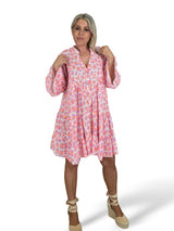 VESTIDO BAMBULA CORTO VOLANTES ANIMAL PRINT FLUOR