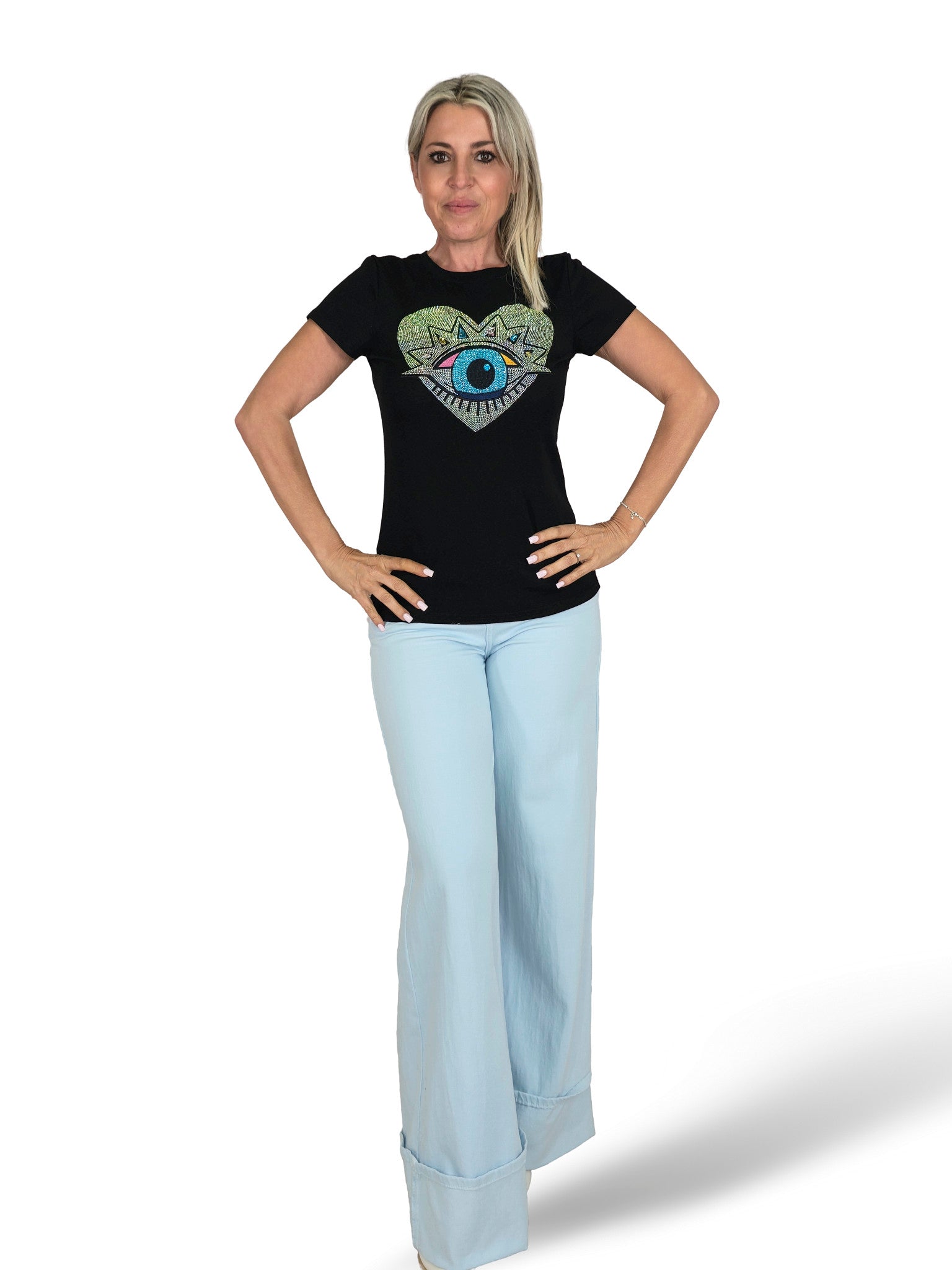 T-SHIRT JOT EYE COM STRASS
