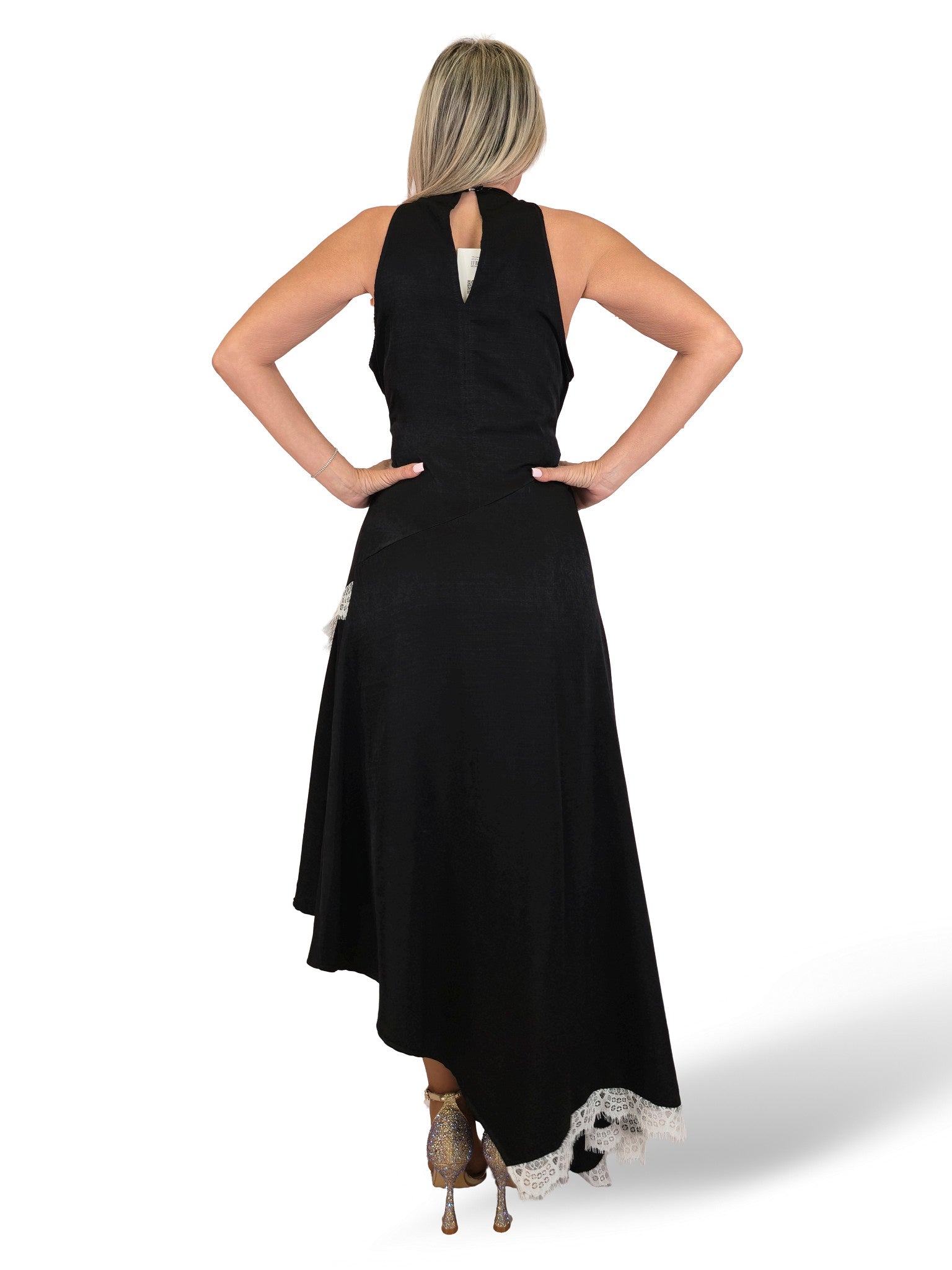 VESTIDO ASIMETRICO CON ENCAJES JOT