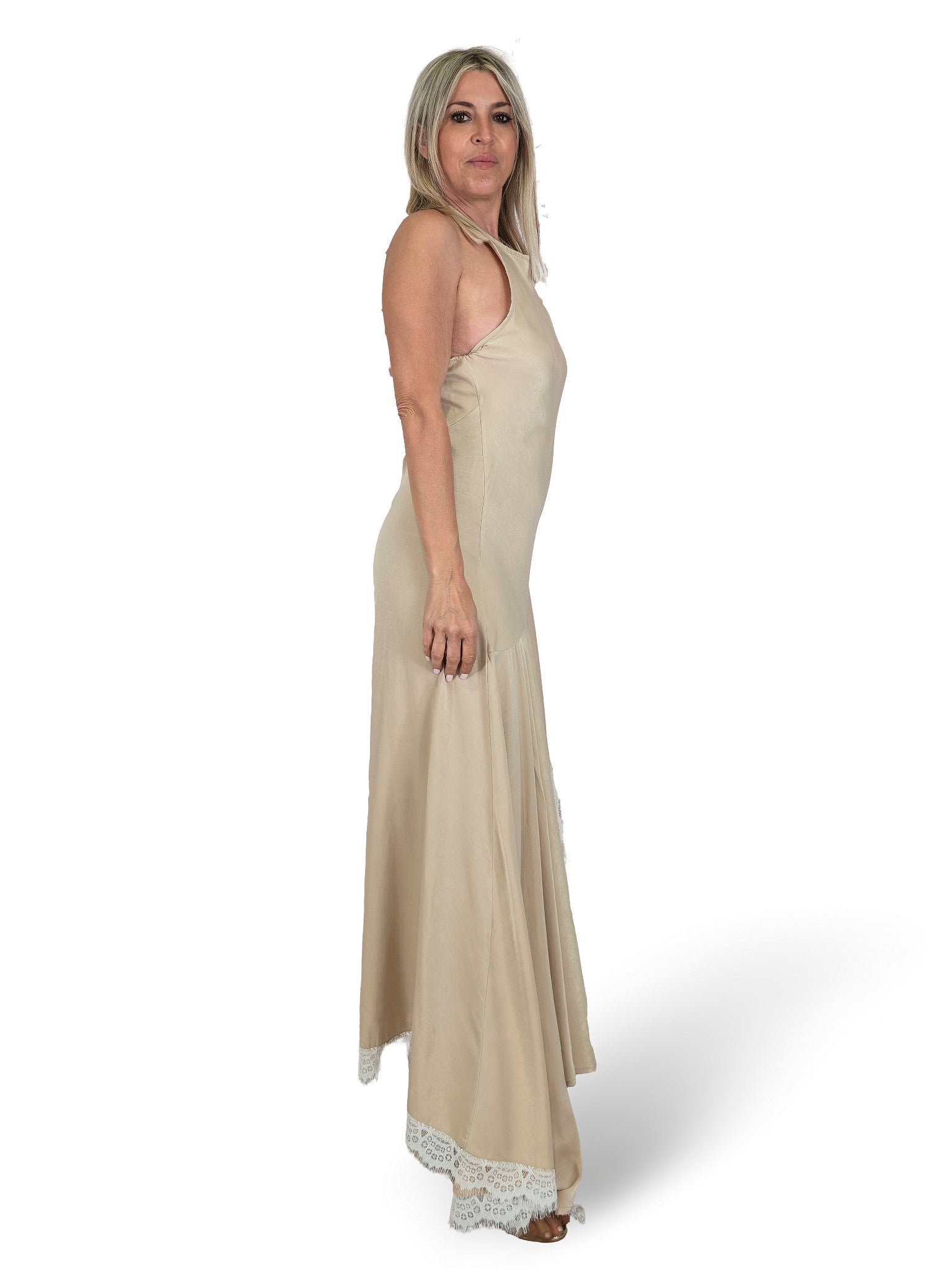 VESTIDO ASIMETRICO CON ENCAJES JOT