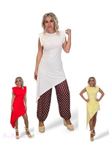 VESTIDO CAMISETA ASIMETRICA HOMBRERA