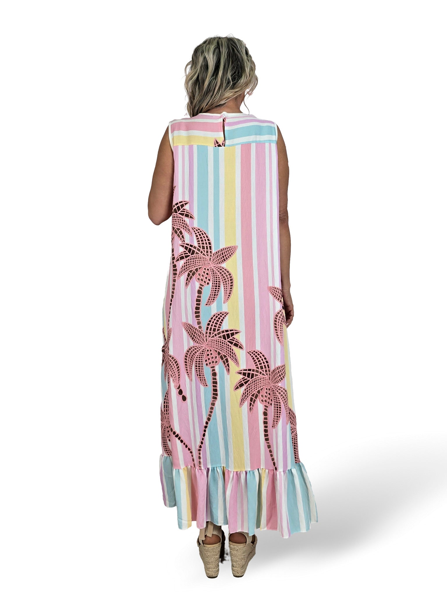 GESTREIFTES PALMBAUMKLEID