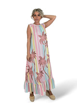 GESTREIFTES PALMBAUMKLEID